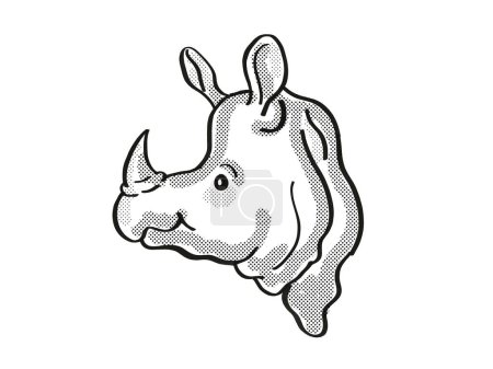 Foto de Mayor rinoceronte de un cuerno o rinoceronte indio en peligro de extinción Dibujo de la línea de dibujos animados Mono - Imagen libre de derechos