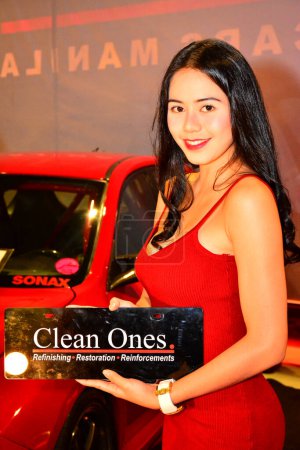 Téléchargez les photos : "Modèle féminin Clean Ones au Trans Sport Show à Pasay, Philippines - en image libre de droit