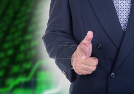 Téléchargez les photos : Homme d'affaires avec un doigt pointeur, arrière-plan de concept d'entreprise - en image libre de droit