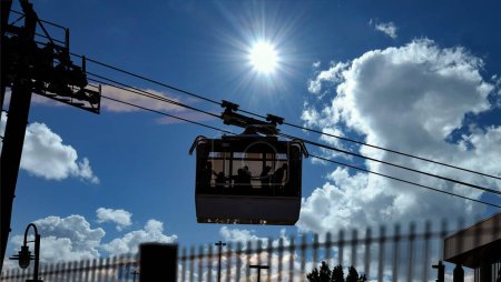 Foto de Teleféricos cruzando Montmorency cae bajo el sol - Imagen libre de derechos