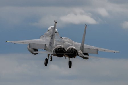 Photo for "F-15 Jet fighter landing at RAF Lakenheath" - Royalty Free Image