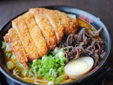Photo for "delicious ramen with crispy pork and vegetables" - Royalty Free Image