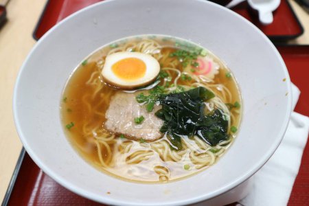 Photo for "simple noodle soup with egg and pork" - Royalty Free Image