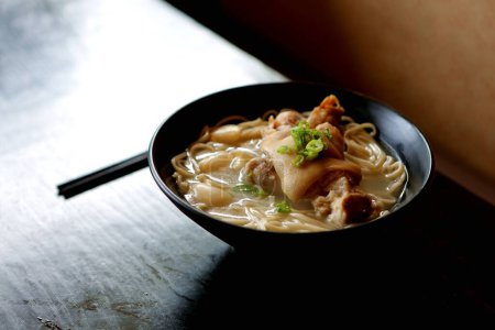 Photo for Pork noodle soup, close-up view - Royalty Free Image