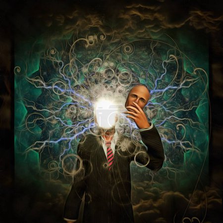 Photo for Digital illustration of a man with a glowing head - Royalty Free Image