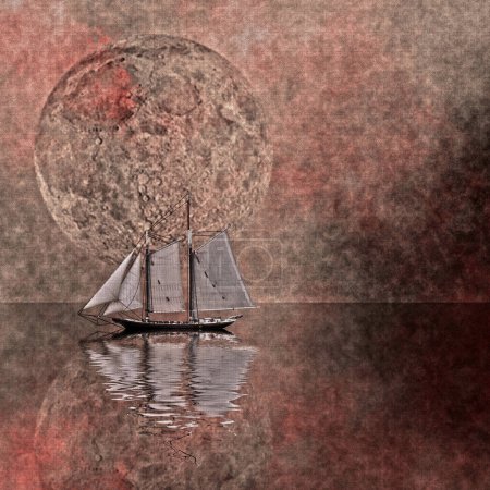 Photo for Lonely ship, conceptual creative illustration - Royalty Free Image