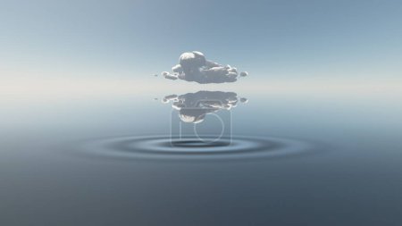Téléchargez les photos : Nuage au-dessus de l'eau, illustration conceptuelle créative - en image libre de droit