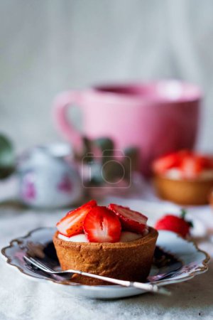 Photo for "small and fancy fresh strawberry tart" - Royalty Free Image