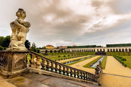 Photo for Friedrich Castle, orangery and statues in the Grosssedlitz Baroq - Royalty Free Image