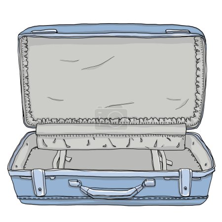 Téléchargez les photos : Bleu Vintage bagages et valises ouvert est vide illustration mignonne - en image libre de droit