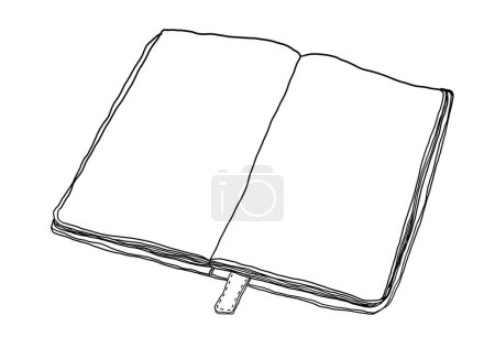 Photo for Red notebook Open Blank Page line art illustration - Royalty Free Image