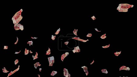 Foto de Yuan chino moneda volando contra negro - Imagen libre de derechos
