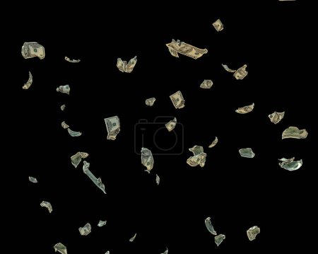 Foto de 10 USD Billetes arrugados volando, contra negro, recorte - Imagen libre de derechos