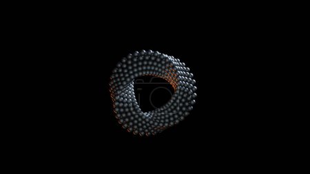 Photo for 3D animation of Abstract Ring on a black background. The light is faint - Royalty Free Image