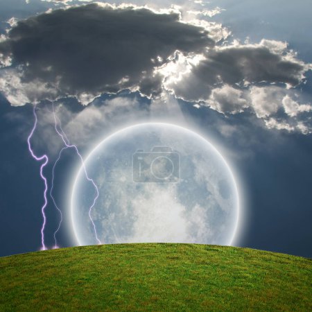 Téléchargez les photos : Lune lumineuse géante, illustration conceptuelle créative - en image libre de droit