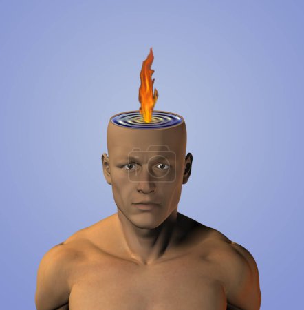 Photo for Burning mind, conceptual creative illustration - Royalty Free Image