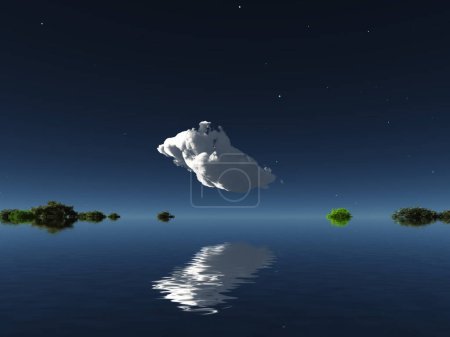 Foto de Nube en el horizonte de islas acuáticas, ilustración conceptual abstracta - Imagen libre de derechos