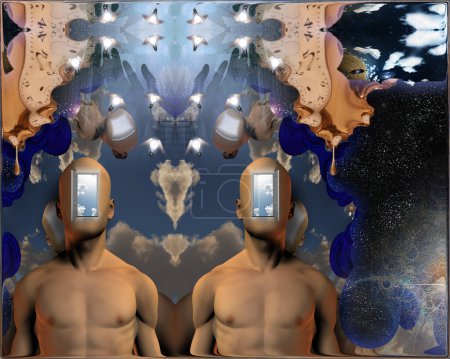 Photo for Eternal twins - Men with open door instead of face - Royalty Free Image