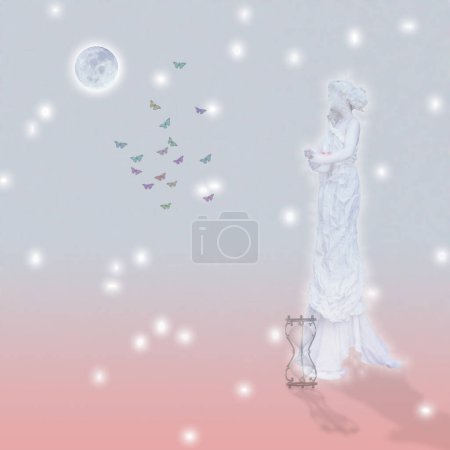 Foto de Estatua de mármol a la luz de la luna, ilustración conceptual abstracta - Imagen libre de derechos