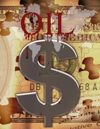 Téléchargez les photos : L'argent du pétrole sanglant, illustration conceptuelle abstraite - en image libre de droit