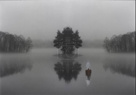 Photo for Mystic forest lake, abstract conceptual illustration - Royalty Free Image