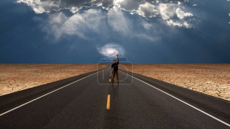 Téléchargez les photos : Homme sur la route, illustration conceptuelle abstraite - en image libre de droit