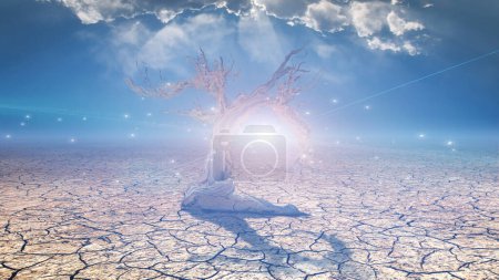 Téléchargez les photos : Délicieuse scène de désert avec lumière, illustration conceptuelle abstraite - en image libre de droit