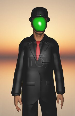 Foto de Hombre en traje oscuro rostro oculto, ilustración conceptual abstracta - Imagen libre de derechos
