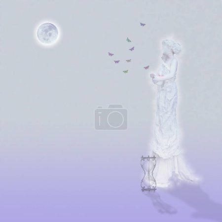 Foto de Estatua de mármol a la luz de la luna, ilustración conceptual abstracta - Imagen libre de derechos