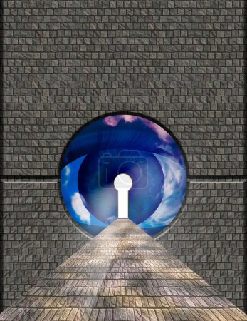 Photo for Large Eye Keyhole, conceptual abstract illustration - Royalty Free Image