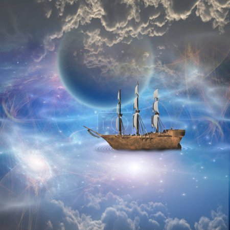 Photo for Sailing ship, abstract conceptual illustration - Royalty Free Image