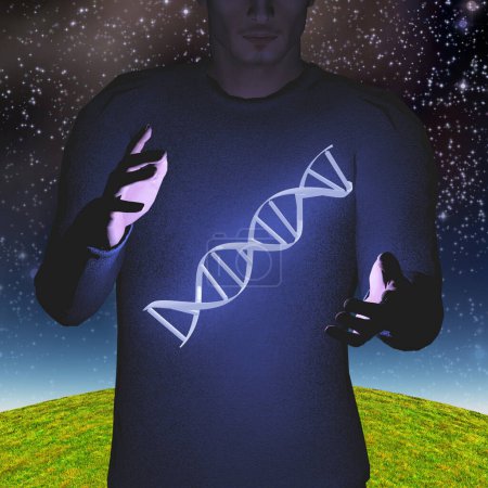 Foto de ADN y estrellas, ilustración conceptual abstracta - Imagen libre de derechos