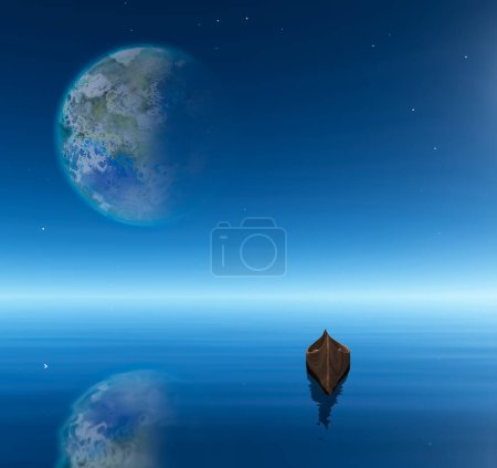 Téléchargez les photos : Lune terraformée, illustration conceptuelle abstraite - en image libre de droit