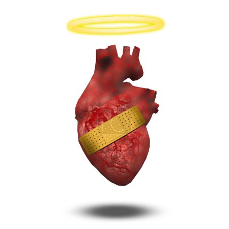 Photo for Wounded good heart, abstract conceptual illustration - Royalty Free Image