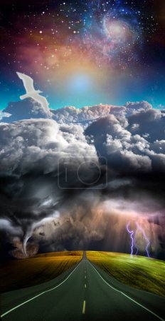 Téléchargez les photos : Au-dessus de la tempête, illustration conceptuelle abstraite - en image libre de droit