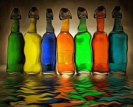 Foto de Botellas coloridas, ilustración conceptual abstracta - Imagen libre de derechos
