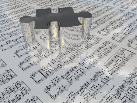 Photo for Puzzle and Sheet music, colorful image - Royalty Free Image