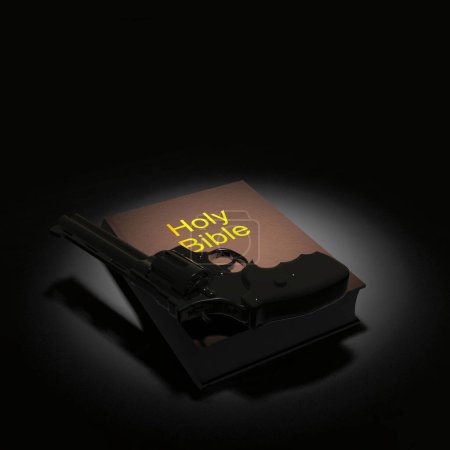 Photo for Holy Bible and revolver - Royalty Free Image
