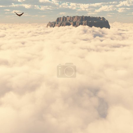 Téléchargez les photos : Aigle au-dessus des nuages, illustration conceptuelle abstraite - en image libre de droit