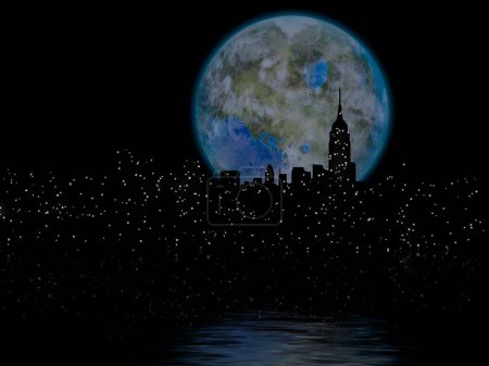 Photo for Terraformed moon over Manhattan, abstract conceptual illustration - Royalty Free Image