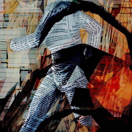 Téléchargez les photos : Homme de papier courant, illustration conceptuelle abstraite - en image libre de droit