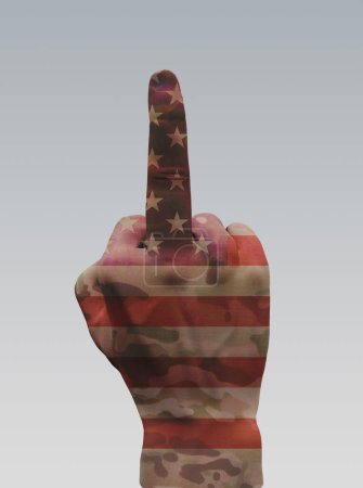 Foto de Mano señalando el dedo medio con la bandera de los estados unidos de América - Imagen libre de derechos
