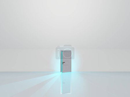 Photo for Door glows with blue light - Royalty Free Image