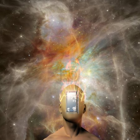 Photo for Burning head, abstract conceptual illustration - Royalty Free Image