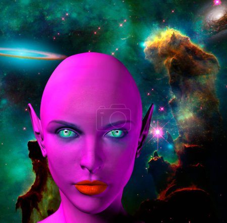 Téléchargez les photos : Le visage d'un extraterrestre, illustration abstraite conceptuelle - en image libre de droit