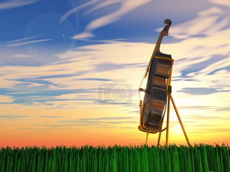 Photo for Cello on grass, 3d illustration - Royalty Free Image