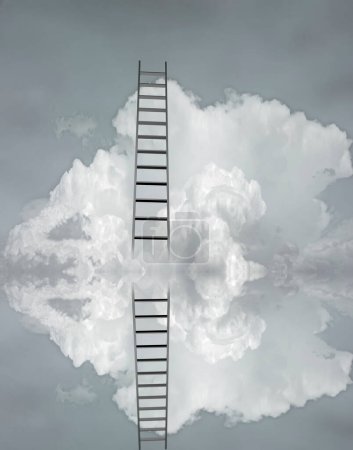 Foto de Escalera en las nubes, ilustración abstracta conceptual - Imagen libre de derechos