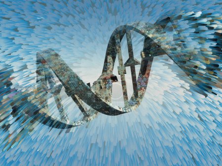 Téléchargez les photos : Particules d'ADN abstraites. Illustration numérique toile de fond - en image libre de droit