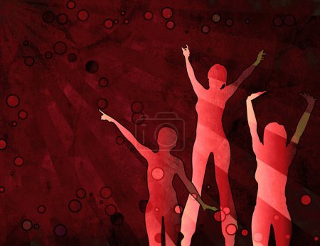 Photo for Dancing women silhouettes, conceptual abstract illustration - Royalty Free Image