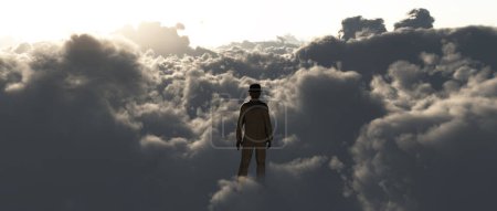 Téléchargez les photos : 3 d homme avec des nuages - en image libre de droit